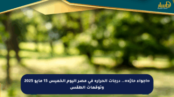 «أجواء حارّة».. درجات الحرارة في مصر اليوم الخميس 15 مايو 2025 وتوقعات الطقس